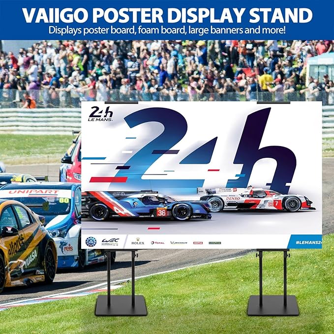 VAIIGO 4-Pack Poster Stand - Heavy Duty, Double-Sided, Adjustable Height Up to 80 inches, Outdoor Banner Stand - Black
