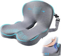 Mosxoed Ergonomic Seat Cushion with Adjustable Strap, Memory Foam Office Chair Seat Cushion with L-Shaped Design, Car Seat Cushion Fits for Truck Driver Semi Truck, Gaming Chair, Desk, Light Gray