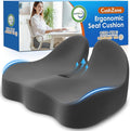 CushZone Seat Cushion, Memory Foam Office Chair Cushions, Ergonomic Curved Design for Sciatica, Tailbone, Coccyx, Seat Support for Car, Desk Chair, Wheelchair, Enhances Long Sitting Comfort (Grey)