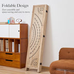 66.9Inch Folding Room Divider, 6 Panels Wood Carved Privacy Screens, Free Assembled Freestanding Partition for Home Office Restaurant Bedroom (Natural)