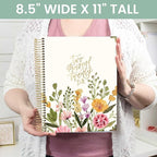bloom daily planners HARDCOVER 2026 Planner (January to December) - 8.5” x 11” Weekly & Monthly Dated Agenda Organizer Book with Stickers & Tabs - Beige Bouquet