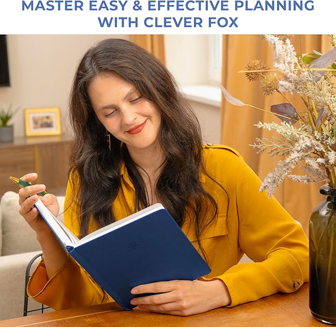 Clever Fox Planner Large – Undated Weekly & Monthly Planner for Productivity, Time Management & Goals – Organizer Journal – 7x10” (Dark Blue)