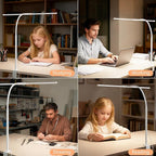 FAPEMIH Dual-Head LED Desk Lamp for Office Home, Adjustable Flexible Eye-Caring Desk Light, 5 Modes 10 Brightness Adjustment, USB Adapter Desk Lamp with Clamp-ST-W