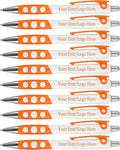 Personalized Ballpoint Pens With Custom Logo/ Text-350 Pack Bulk-for Businesses, Parties, & Events, Custom Printed, White Barrel with Matching Colored Clip and Grip, Click Pens, Black Ink, Orange