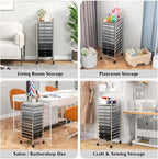 Giantex 10-Drawer Storage Cart w/Universal Wheel, Rolling Cart w/Handle, Home Organizer Storage Unit w/Removable Drawers, Trolley Utility Cart for Kitchen Makeup Living Room Office Play Room