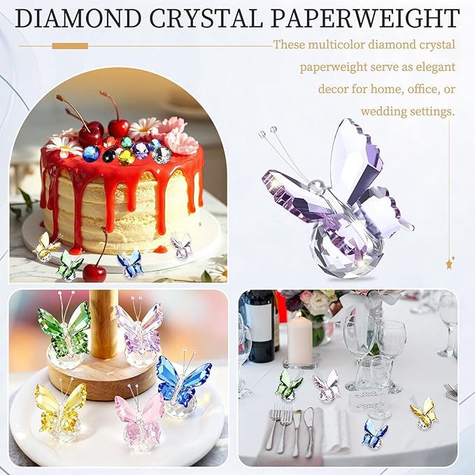 PATIKIL 2 Pcs Butterfly Crystal Paperweight, 75mm / 3 Inch Crystal Paperweight Paper Weight for Home Office Desktop Table Decor Wedding Party Jewelry Ornaments, Purple