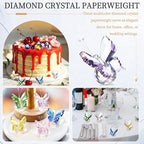 PATIKIL 2 Pcs Butterfly Crystal Paperweight, 75mm / 3 Inch Crystal Paperweight Paper Weight for Home Office Desktop Table Decor Wedding Party Jewelry Ornaments, Purple