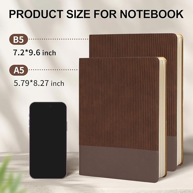TSFPapier Lined Journal Notebook for Work College Ruled Note Book 7.2"x9.6" B5 PU Leather Daily Journaling 160 Pages for Women Men Writing Home School Supplies Business (Coffee)