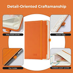IN-LUXPRO Daily Planner 2026 with One Page Per Day,(A5-8.5" x 5.9"),12 Months Calendar Hourly Appointment Book Monthly Tabs & Self-adhesive Pen Holder,Inner Pocket, Vegan Leather Hardback,Orange