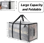 PWRSC Heavy Duty 93L (24.5 Gallon) Stackable Storage Bins with Fully Openable Lids, Moving Bags Heavy Duty, Clear Plastic Totes for Moving Storage, Home Organization, Closet, Dorm Room 12 pack