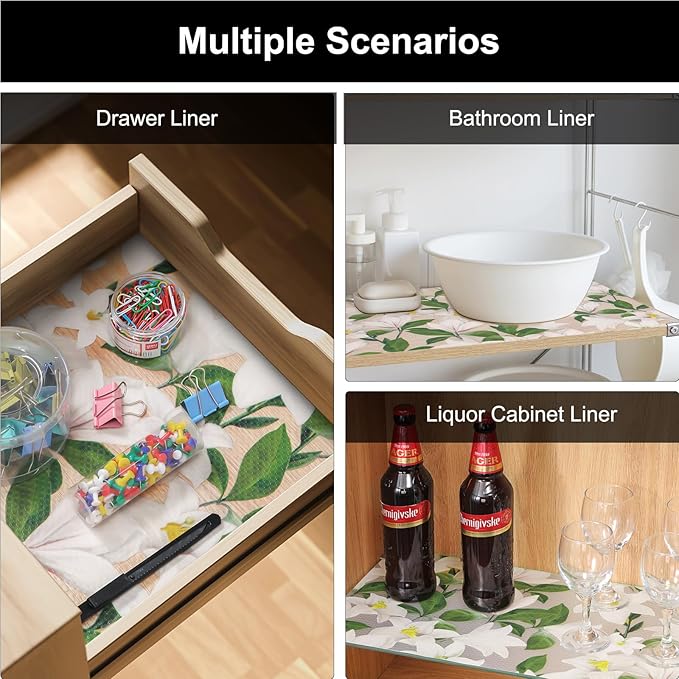 Cooyes Shelf Liner – Premium Non-Adhesive Cabinet & Drawer Liner for Kitchen – Waterproof Shelf Paper with Modern Pattern – Durable EVA Cabinet Mat – Easy to Cut （12" W x 120" L）