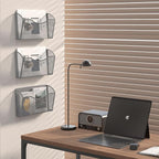 EasyPAG 3 Single Pocket Wall File Organizer, Mesh Hanging File Folder Organizer for Letter/A4 Size Folders, Wall Mounted Vertical Mail Holder for Paperwork, Office, Home, School, Silver