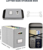 Oterri File Organizer with Lid, Hanging Filing Box with Mesh Pocket, Document Organizer for Letter Files, Portable Storage Box with Smooth Sliding Rail for Office & Home (1 PCS, Light Grey)