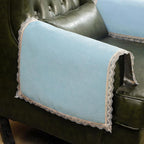 MINJIATEX Couch arm Covers,Non-Slip lace Sofa arm Covers Set of 2 Washable Sofa armrests Cover for Living Room Recliner Chair arm Cover Protectors for Leather armrest (YC-Baby Blue)