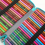 Vomgomfom Colored Pencil Case - 200 Slots Holder With Zipper Closure, Deluxe PU Leather Large Capacity for Watercolor Pens or Markers, Organizer for Artist (Green)