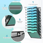 Gawerk 10-Tier Wall File Organizer Hanging Wall File Holder Wall Mount Paper Folder Organize, Mesh Magazine Document Mail Organizer Wall Organizer for Office School Home, Black