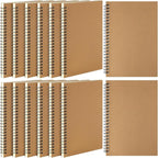 Leelosp 12 Pack Small Spiral Notebook 5 x 7 Inch Lined College Ruled Spiral Journal Wire Bound Notebook Kraft Cover, 120 Pages for Work Students Office Business(Brown)