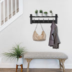 Sorbus Coat Hooks Wall Mount with Shelf – 24 Inch Coat Rack Wall Mount with 5 Heavy Duty Hooks – Floating Wall Shelf with Hooks for Entryway, Bathroom, Bedroom, Kitchen, or Mudroom (Black)