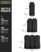 Tacticon P1 P2 P3 BattlePouch | Universal Pistol Mag Pouch | Combat Veteran Owned Company | Molle Single Double Triple Pistol Magazine Holster for Ammo | Tactical Bag Accessories Holder