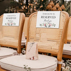 ChissNook Reserved Seating Chair Signs, This Row Is Reserved Pew Cloths Seating Placeholder for Church Pews, Wedding Decorations for Reception Parties Celebrations Event Meetings (Pink Floral, 4 PCS)
