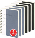 Spiral Notebook-5.75" x 8.125" College Ruled Journal with Inner Pockets and 160 Pages,PU Leather Cover Business Journal, Twin-Wire Binding Notebook Perfect for Office & Home School Supplies 6 pack Black/Reefblue