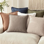 Foindtower Set of 2 Decorative Linen Fringe Throw Pillow Covers Boho Farmhouse Cushion Cover with Tassels Accent Pillowcase for Couch Chair Sofa Bed Living Room Home Decor,22×22 Inch,Brown Tan