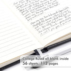 feela 15 Pack Pocket Small Notebooks Bulk, Mini Cute Notepads Hardcover College Ruled Lined Journals with Pen Holder for School Business, with 15 Black Pens, 3.5”x 5.5”, A6, Black Navy Dark Green