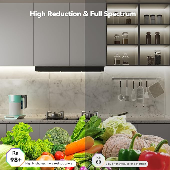 PAUTIX COB LED Strip Lights,UL Listed Dotless LED Lights with RF Remote,32.8ft Natural White 4000K Super Bright Dimmable 24V Flexible LED Tape Light,Kitchen Cabinet,Office,Stairs,Shelf Indoor Lighting