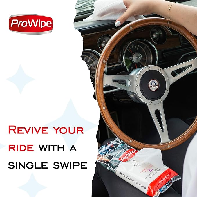 Prowipe Car Cleaning Wipes - Car Interior Cleaner, Dashboard Cleaner, 1x40 Count Residue-Free Wipes for Interior Surfaces, From Dashboard to Leather Seats, Must Have Accessories
