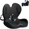 Memory Foam Seat Cushion,Office Chair Cushion with Lumbar Support,L-Shape Ergonomic Cushions with Strap,Non-Slip Sciatica,Hemorrhoids, Tailbone Pain Relief for Office Workers,Driver (Black+Ice Silk)