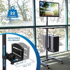 Mount-It! Rolling Computer Cart on Wheels, Mobile Desk Workstation with Monitor Mount for up to 32" Screen, Full Keyboard Tray, Floating Adjustable CPU Holder, Standing up to 70" Tall