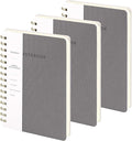 Spiral Notebook-5.75" x 8.125" College Ruled Journal with Inner Pockets and 160 Pages,PU Leather Cover Business Journal, Twin-Wire Binding Notebook Perfect for Office & Home School Supplies 3 pack Grey