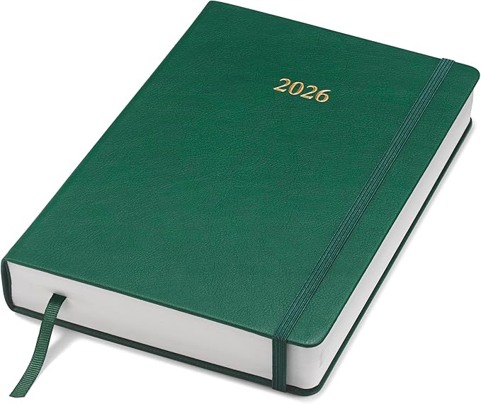 Wykeham's Executive 2026 Daily Journal Planner – US Public Holidays & Format – Customization Available (Racing Green, 8.5"×5.5")