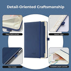 IN-luxpro Daily Planner 2026 with One Page Per Day,(A5-8.5" x 5.9"),12 Months Calendar Hourly Appointment Book Monthly Tabs & Self-adhesive Pen Holder,Inner Pocket, Vegan Leather Hardback,Blue