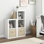Bookshelf with Storage Bin, 2-Cube Storage Organizer, Modern Wood Open Bookcase, Multifunctional Display Shelf for Living Room, Bedroom, Home Office, White
