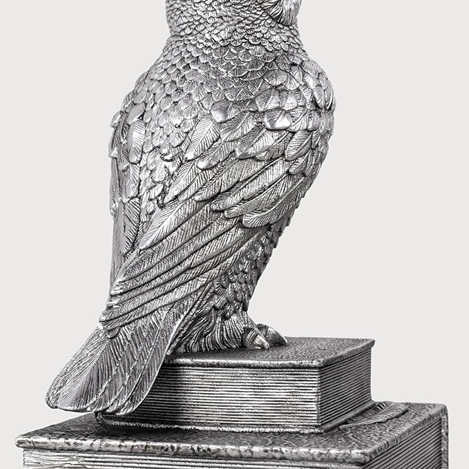 MXARLTR Owl Bookends, Book Ends for Shelves, Vintage Resin Decorative Bookends with Anti-Slip Base for Books Lovers Home Office Decor Book Holder (Silver)