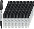 Buecs Permanent Markers, 200 Count Black Permanent Markers, Fine Point, Waterproof & Smear Proof Markers, Quick Drying, Office Supplies for School, Office, Home