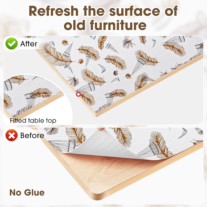 ALIUNI Drawer and Shelf Liner, Non-Slip Kitchen Cabinet Liners Non-Adhesive Thick Strong Grip Waterproof Washable Mats Protect Dresser Shelves Cupboard Bathroom Cabinets, Feather, 12 in X 10 FT