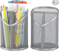 Delifox 2 Pack Pen Holder Mesh Round Pencil (Silver)