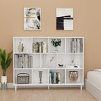 Chyanmoo Wood Cube Storage Organizer White Bookshelf - 3-Tier Freestanding Storage Cabinet with Legs for Home Office, 11-Cubes Open Shelf