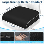 SofterCharm Seat Cushion, Memory Foam Office Chair Cushions for Long Sitting Hours, Chair Pad for Sciatica, Coccyx, Tailbone, Hip Pain & Pressure Relief, Office, Home,Car Seats,Airplane, Black/X-Large