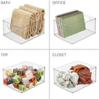 iDesign Pantry Storage Bins with Handles for Cabinets or Fridge - Set of 4 - Clear - Made in USA