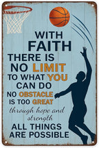 Vintage Christian Basketball Metal Sign – Faith Motivational Wall Art for Boys Room, Gym, or Locker Room – Inspirational Gift for Athletes, Teens, and Believers(Christian Basketball)