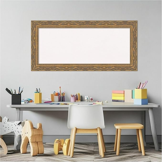 Amanti Art White Cork Board for Wall, 16x34 Vision Board with Gold Frame, Medium Corkboard Office Decor for Home Organization, Traditional Corkboard Pinboard to Display Items for Home Organization