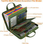 5200℉ Fireproof Accordion File Organizer with Lock, Thickened Document Organizer 13 Colorful Pocket with Labels, Important Document Organizer, Expanding File Folder with Handle for Letter A4 (Green)