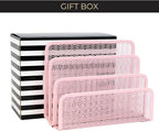 BLU MONACO | Pink Metal Mesh Letter Sorter with 3 Slots | Vertical Mail Organizer for Desk, Office & Home | Stylish Mail Holder for Envelopes, Documents & Files