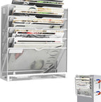 KZWKRG 6 Tier Magnetic File Holder, Large Capacity Mesh Hanging Wall Organizer Vertical Magnetic Hanging File Organizer, Magnetic File Folder Holder for File Cabinets, Office, Whiteboard (White)