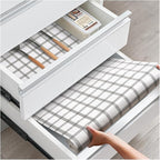 ALIUNI Drawer and Shelf Liner, Non-Slip Kitchen Cabinet Liners Non-Adhesive Thick Strong Grip Waterproof Washable Mats Protect Dresser Shelves Cupboard Bathroom Cabinets, White Stripes, 24IN X 20FT