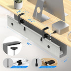 KIGJU Under Desk Cable Management Tray, 40-inch No-Drill Cord Organizer with Anti-Sag Reinforced Base, Fabric Wire Management Hider for Standing Desk, Office & Gaming Accessories - Grey