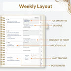 SUNEE 2026 Planner 8.5" x 11" – Dated Productivity Planner for Time Management - Daily,Weekly & Monthly Planner to Achieve Goals - Planner 2026 dated from January 2026 – December 2026,Beige